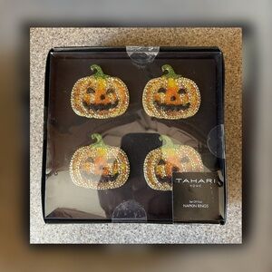Tahari Pumpkin Napkin Rings. Set Of 4. New In Box